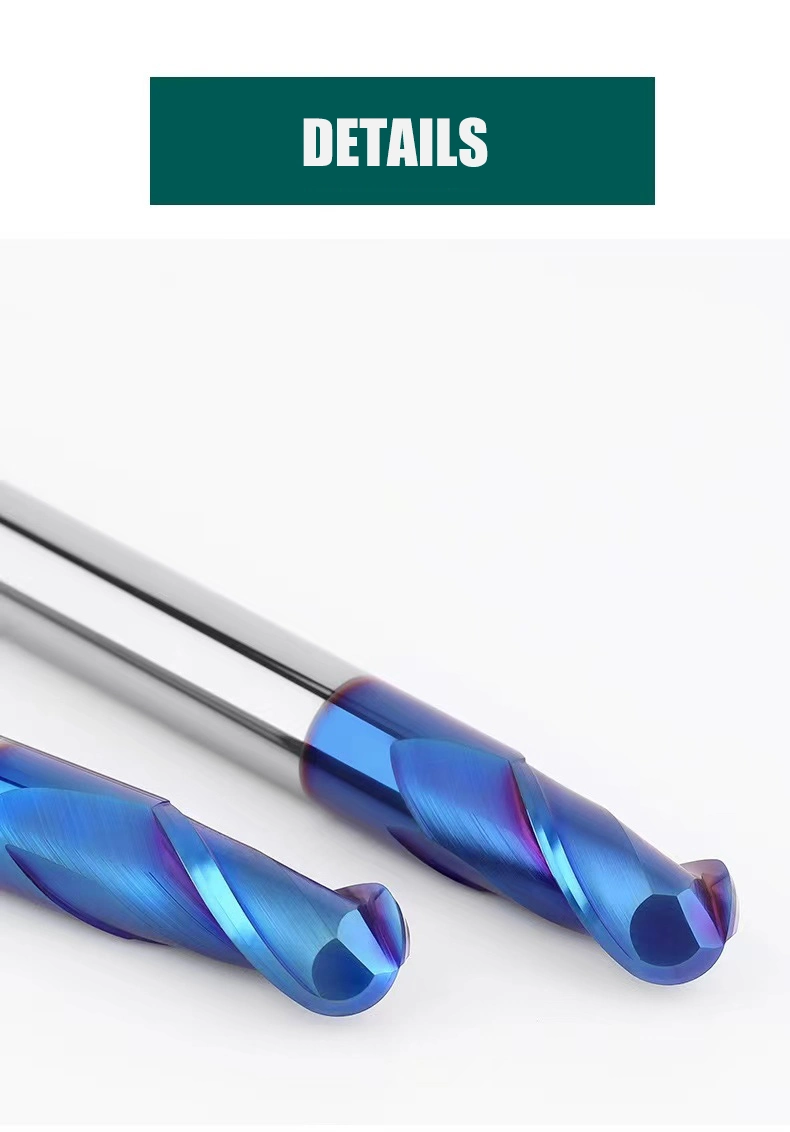 Ball Nose Cutter Nano Blue Coating Ball Nose End Mill for Finishing Process