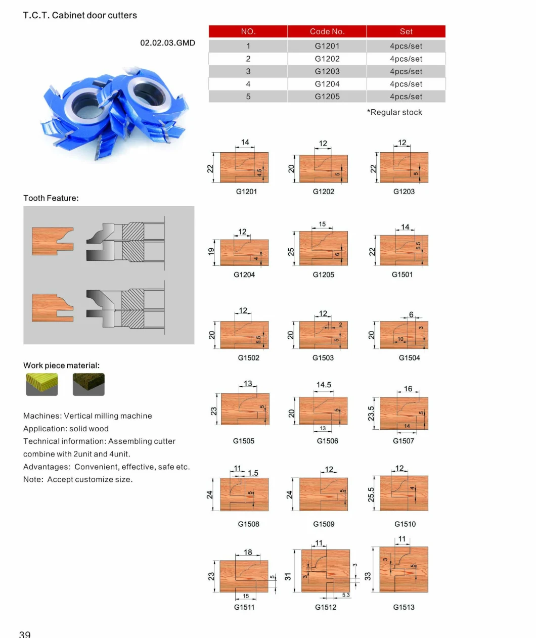 Kws Shape Cutter Profile Cutter Customized Wood Cutting Tool