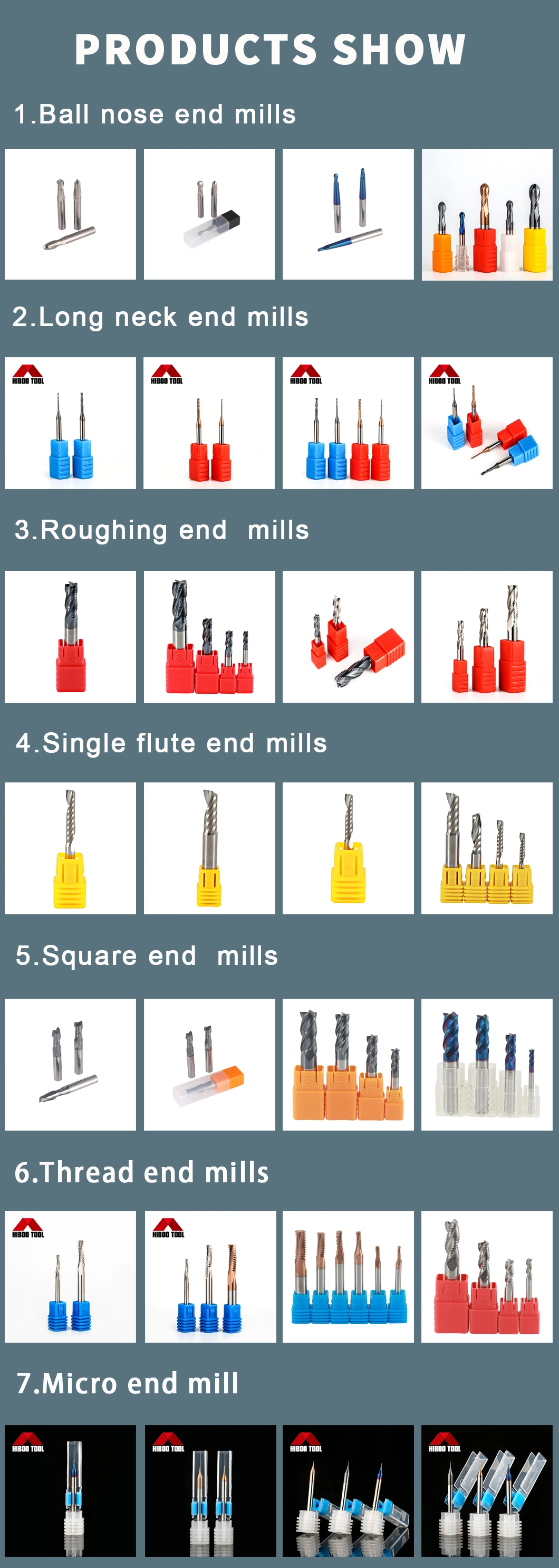 Hiboo Hot Sale Tungsten Carbide CNC Single Flute End Mills Milling Cutters