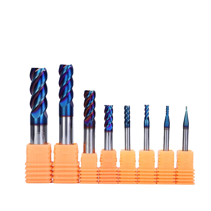 Weix HRC45 Solid Carbide End Mill with Coating for Steel Milling CNC Machining Rough to Semi-Finishing End Mill Cutter Blue Coating